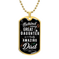Gold dog tag necklace with black engraved pendant reading gift idea for a dad from daughter