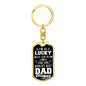 Gold dog tag keychain with black center and text gift idea for a dad world's best dad design