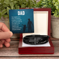 Leather bracelet with black cross in wooden gift box and card, perfect gift idea for a dad