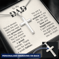 Silver cross necklace gift idea for a dad with personalized engraving and heartfelt message