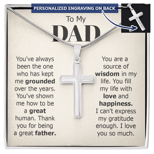 Someone Said Gift silver cross necklace gift idea for a dad with personalized engraving and heartfelt message