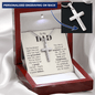Someone Said Gift silver cross necklace with personalized engraving and gift idea for a dad in wooden box