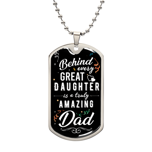 Dog tag necklace with inspirational message gift idea for a dad from Someone Said Gift