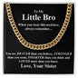 Gold chain necklace with inspirational message for brother gift from sister in black gift box