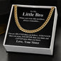 Gold chain necklace in box with message to little brother for brother gift from ShineOn Fulfillment