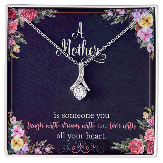 personalized mother necklace silver teardrop pendant on chain in floral gift box with sentimental message