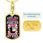 Gold dog tag keychain with Army Dad Freedom Fighter design and personalized engraving gift idea for a dad