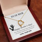 Gold heart pendant gift for mom necklace with a sparkling center stone in a gift box
