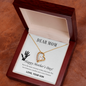 Gift for Mom Necklace with gold heart pendant and crystal in elegant wooden gift box