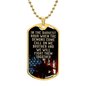 Gold necklace dog tag with inspirational text and American flag design by Someone Said Gift