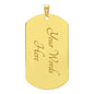 Gold customizable necklace dog tag with Your Words Here engraving by Someone Said Gift