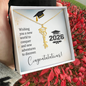 Graduation Cap Name Necklace in gold with custom name and graduation charm by Someone Said Gift
