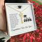 Graduation Cap Name Necklace in gold with Class of 2026 message and congratulations card by Someone Said Gift