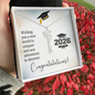 Someone Said Gift Graduation Cap Name Necklace in silver with Class of 2026 gift box for graduates