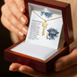 Graduation Cap Necklace with the name in gold displayed in a wooden gift box for a 2026 graduate
