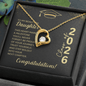Someone Said Gift gold heart Forever Love Necklace with a clear stone in graduation gift box for daughter
