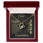 Gold heart Forever Love Necklace with clear stone in red gift box for daughter graduation gift