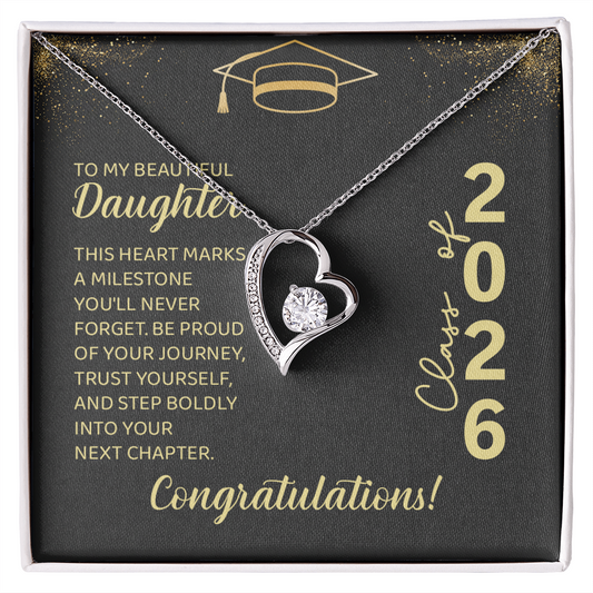 Someone Said Gift heart Forever Love Necklace with heart pendant and clear stone in graduation gift box