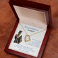 Gift for daughter Necklace in gold heart design with a clear stone, displayed in a wooden gift box