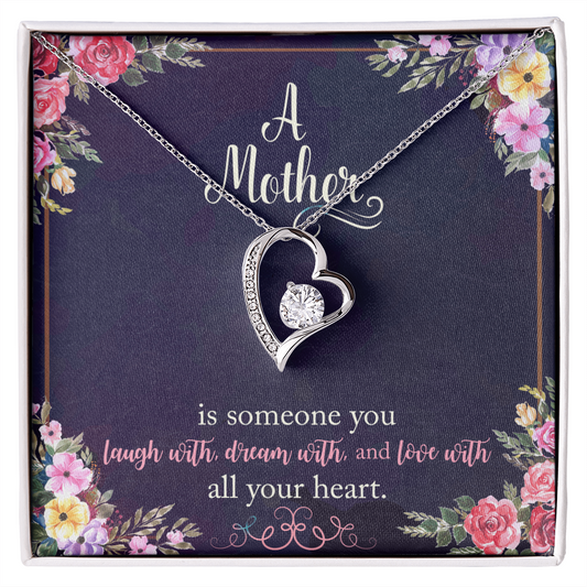 ShineOn Fulfillment personalized mother necklace gift silver heart pendant with crystal in floral gift box