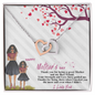 Personalized Interlocking Hearts Necklace for Mom displayed in gift box with rose gold and silver hearts and Mothers Day card