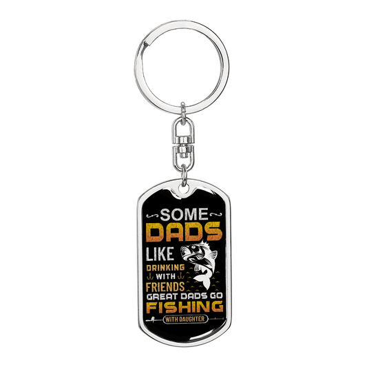 Dog tag keychain with fishing design and text gift idea for a dad from Someone Said Gift