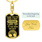Gold dog tag necklace keychain with thank you message and personalized engraving valentine gift for a husband