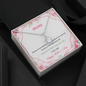 personalized eternal hope necklace in silver halo pendant displayed in gift box on floral Mothers Day card for mom