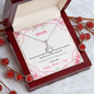 personalized eternal hope necklace in red velvet gift box with sparkling round pendant and floral Mothers Day card