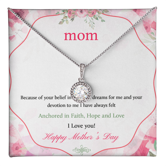 ShineOn Fulfillment personalized eternal hope necklace on floral Mom gift card with round halo pendant