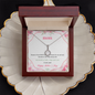 personalized eternal hope necklace displayed in wooden gift box with floral mom card on decorative plate