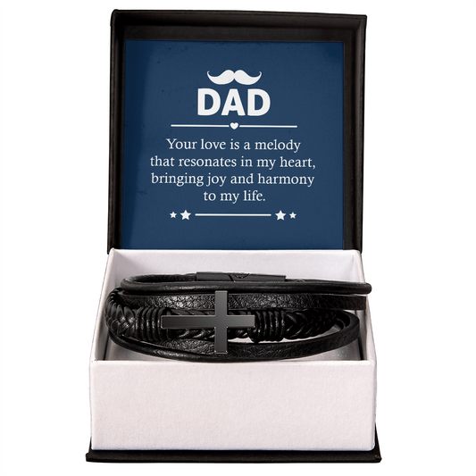 Someone Said Gift black leather bracelet with cross in gift box perfect gift idea for a dad