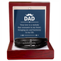 Black leather bracelet with cross in wooden gift box with dad message gift idea for a dad