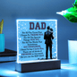 Someone Said Gift illuminated acrylic plaque with heartfelt message for dad on wooden base