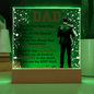 Someone Said Gift acrylic plaque with heartfelt dad message illuminated on wooden base