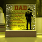 Someone Said Gift acrylic plaque with heartfelt dad message and silhouette of father holding child on wooden base