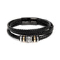 Black leather love you forever bracelet for son with metal clasps and decorative silver and gold beads