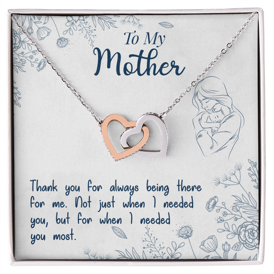 ShineOn Fulfillment personalized interlocking hearts necklace in gift box for mother with rose gold and silver hearts
