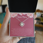 ShineOn Fulfillment personalized love knot necklace silver pendant on chain in Dear Mom gift box with floral message card
