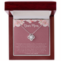 ShineOn Fulfillment personalized love knot necklace in wooden gift box with Dear Mom message card