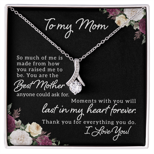 ShineOn Fulfillment personalized mother necklace silver teardrop crystal pendant on chain with floral gift card