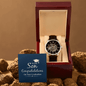 Elegant mechanical watch in a wooden box with gift ideas graduation card for son