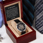 Men's a watch with black leather strap and exposed gear dial in elegant wooden gift box by ShineOn Fulfillment