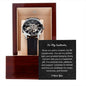 Men's a watch with black leather strap and skeleton dial in wooden box with love message card