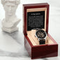Men's a watch with black leather strap and skeleton dial in a polished wooden gift box by ShineOn Fulfillment