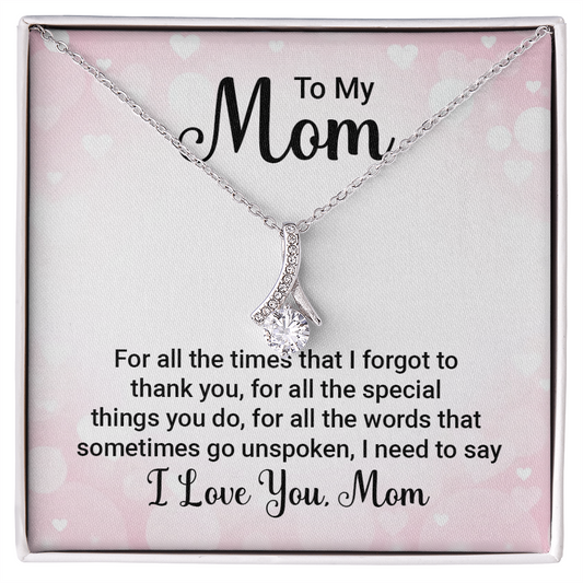 ShineOn Fulfillment silver teardrop pendant necklace in Mom gift box with poem for all the times Necklace with card