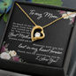 Gold heart pendant necklace with crystal on floral message card in gift box best mother gift necklace with message card
