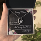 Silver heart pendant necklace in gift box on floral To my Mom message card best mother gift necklace with message card
