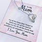 personalized mom necklace with message card silver heart pendant with cubic zirconia on pink To My Mom card