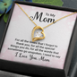 Gold heart pendant with crystal on To My Mom card in gift box personalized mom necklace with message card